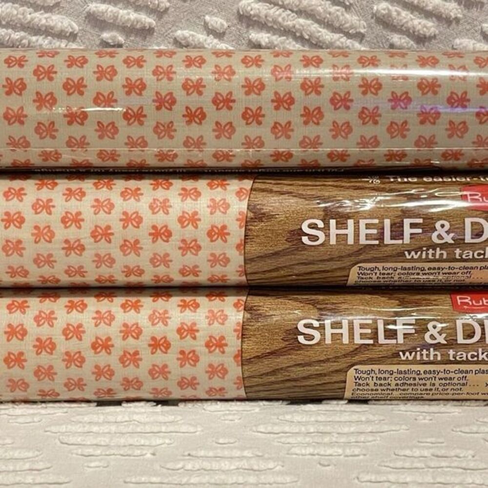 3 Rolls Vintage Rubbermaid 1620 Shelf Liner Pink Yellow MCM Flowers 5' x 22" 80s